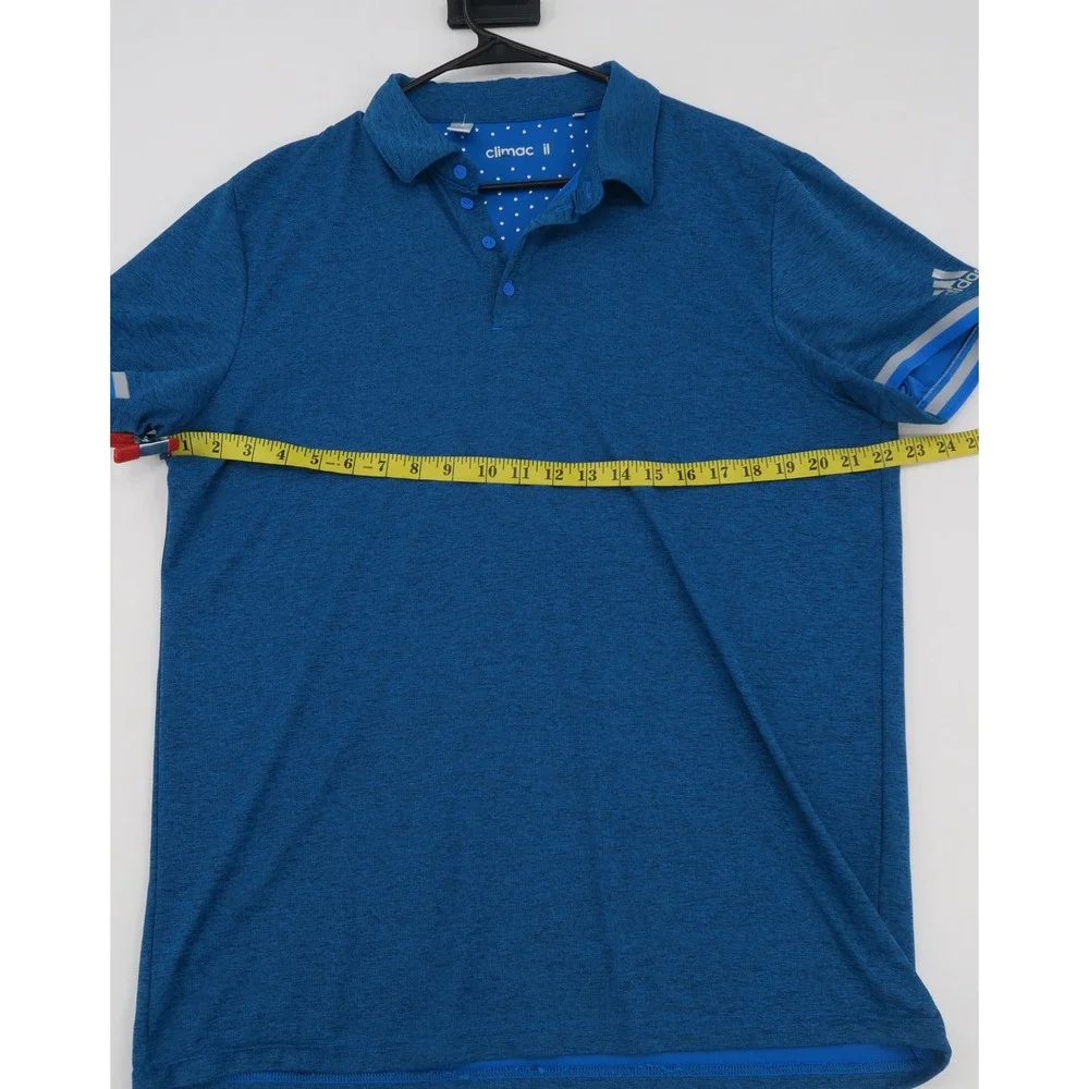 Adidas Climacool‎ Mens Blue Heathered Short Sleeve Golf Polo Shirt